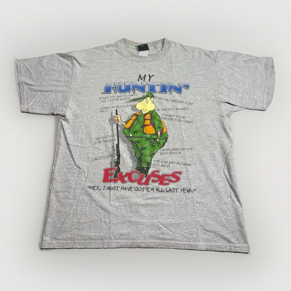 Vintage TSI T Shirt Hunting Comedy Men’s XL Grey